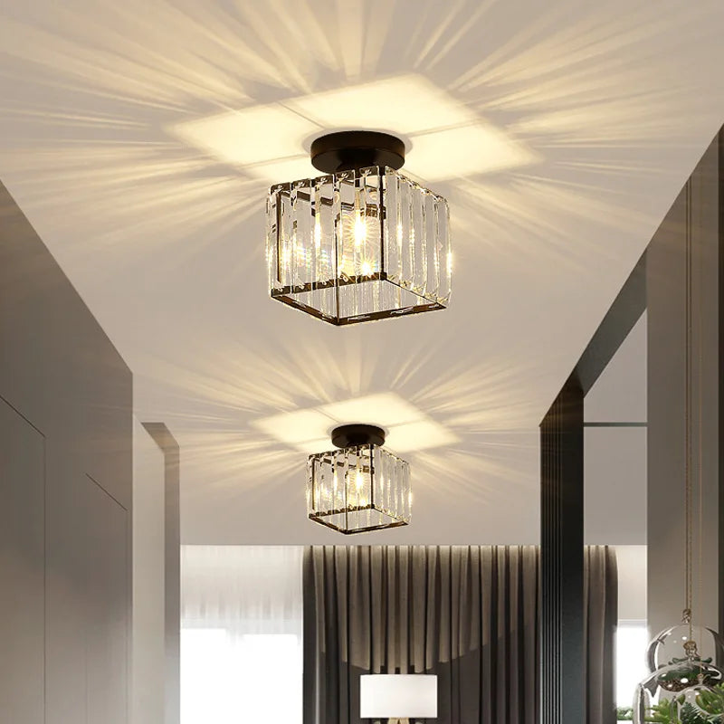 Afralia™ Glass Crystal LED Ceiling Chandelier for Home Decor