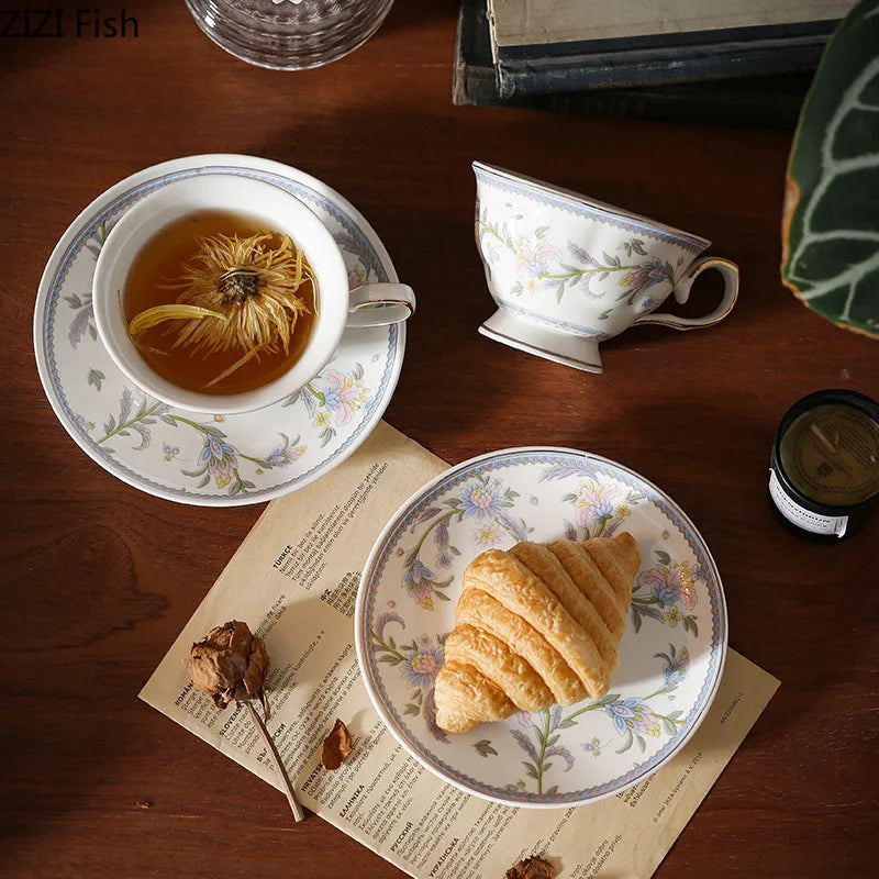 Afralia™ Lace Floral Ceramic Cup&saucer Set for Elegant Dining and Tea Time