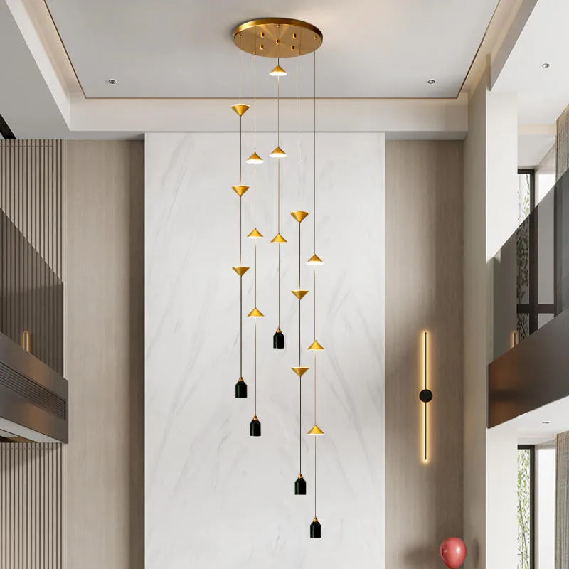Nordic LED Pendant Lights by Afralia™ - Modern Gold Black Metal Hanging Lamp