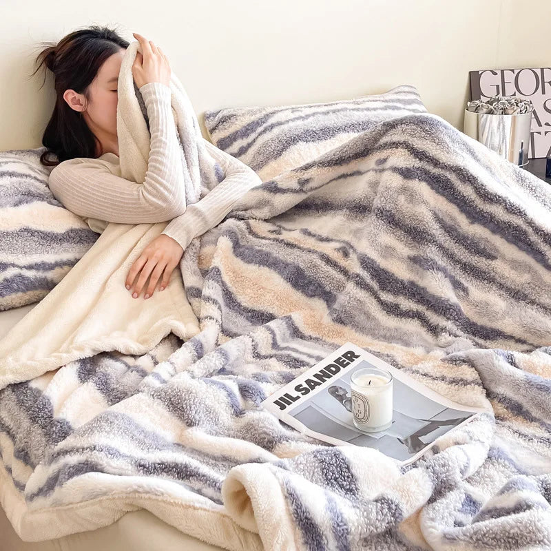 Afralia™ Luxury Rabbit Plush Blanket: Soft, Thick, Multifunctional Bedspread for Home and Office