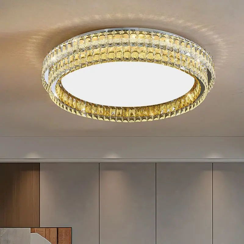 Afralia™ Crystal Round LED Ceiling Light in Shiny Room Style