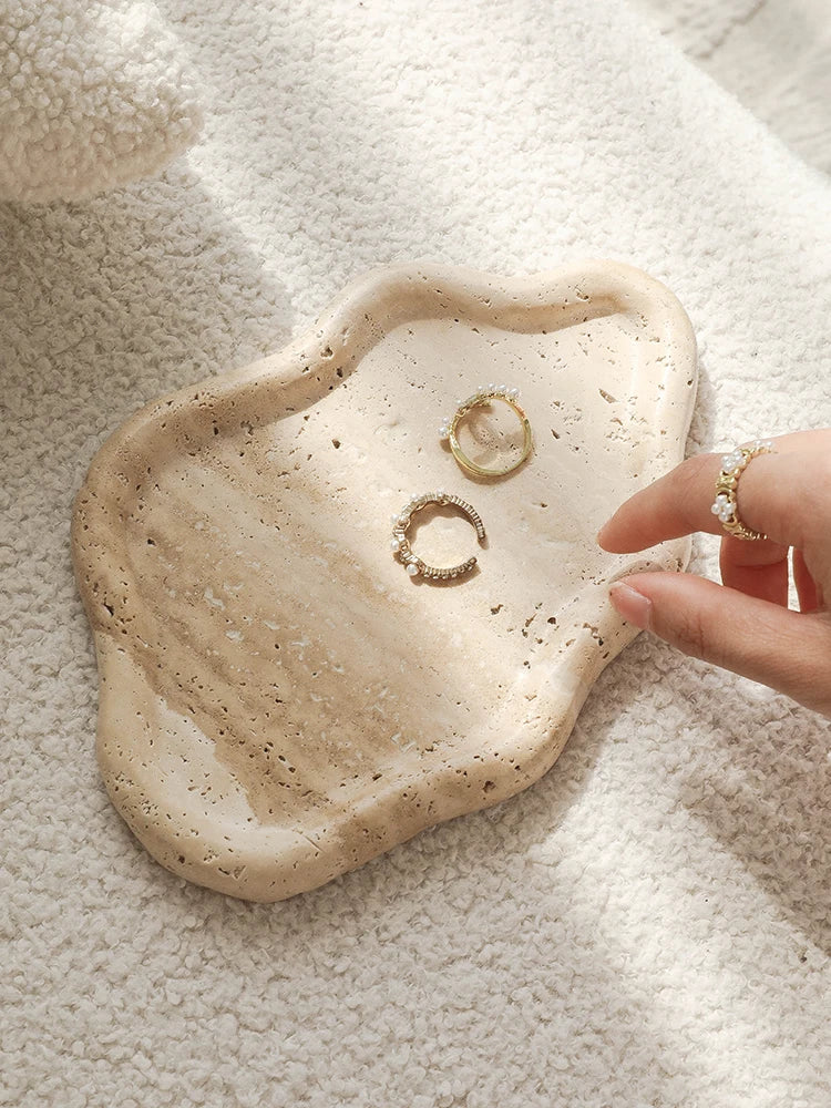 Afralia™ Stone Jewelry & Cosmetics Tray: Display, Storage, Perfume Holder Plate