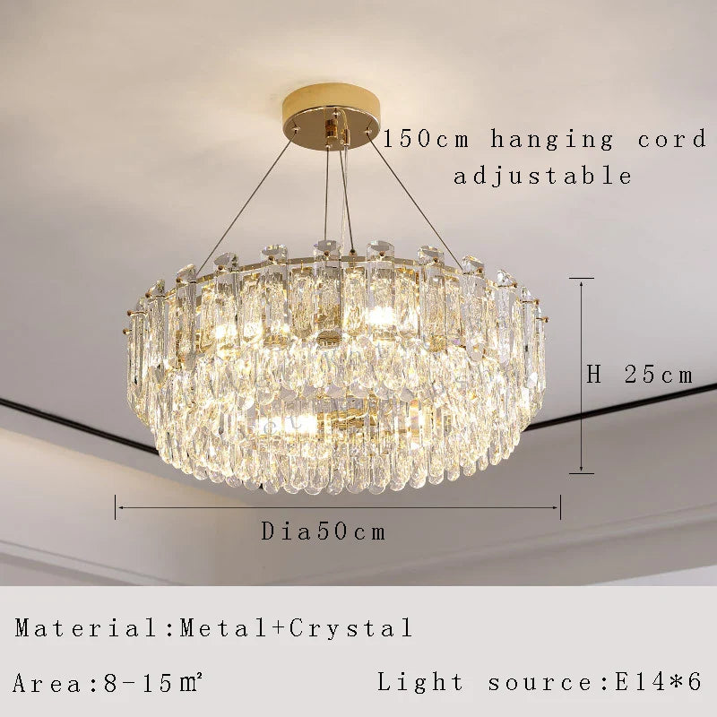 Afralia™ Crystal Pendant Chandelier Modern Luxury Dimmable Island Light Minimalist Home Decor