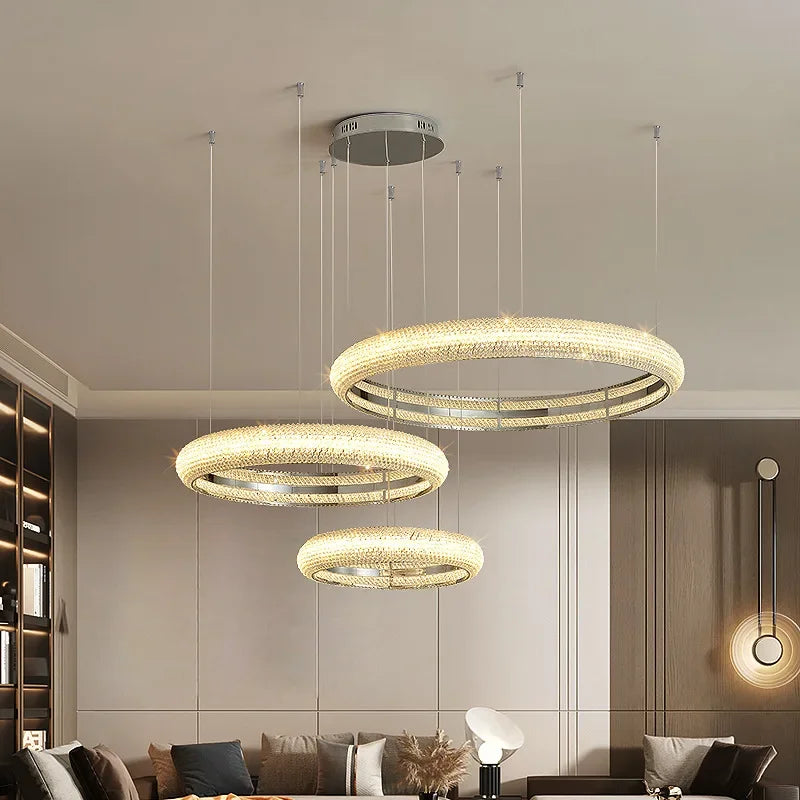 Afralia™ Crystal Chandelier Chrome Light LED Ceiling Lights for Modern Luxury Décor