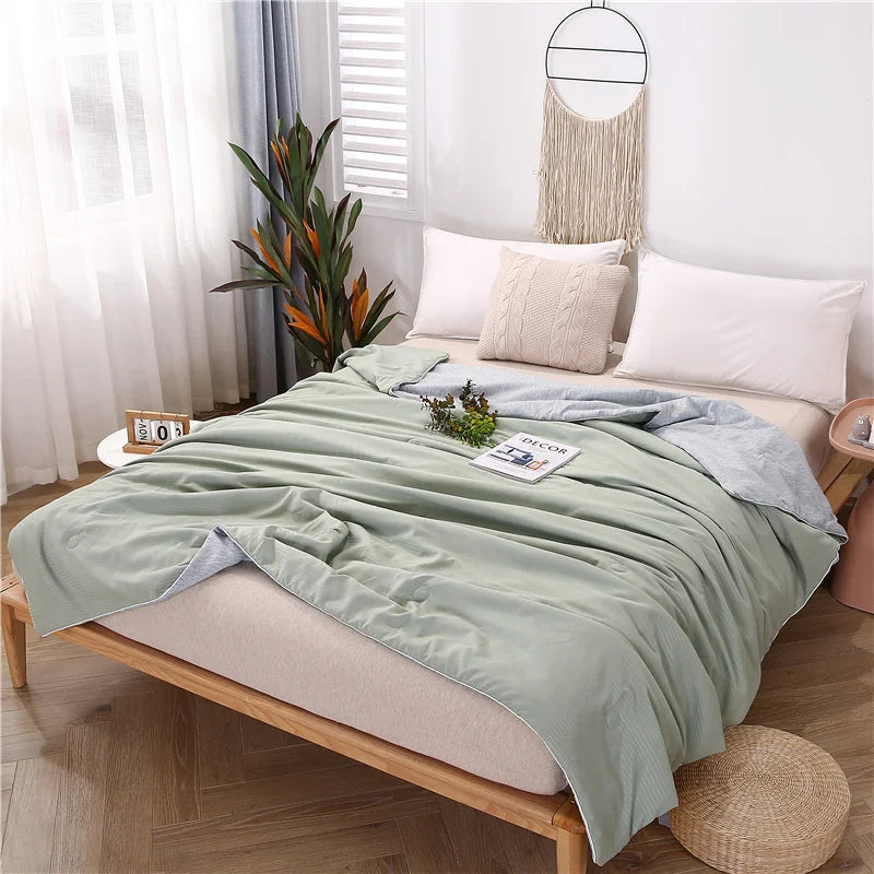 Afralia™ Pure Cotton Tribute Satin Quilt: Spring-Summer Cool Comforter Blanket for Bed