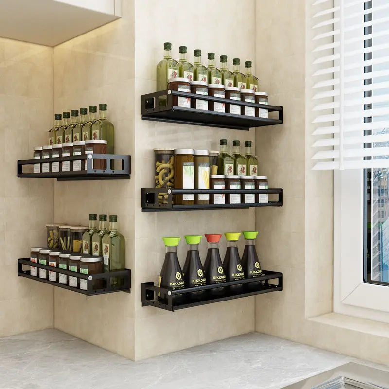 Afralia™ Stainless Steel Spice Jar Organizer Shelves for Kitchen Storage