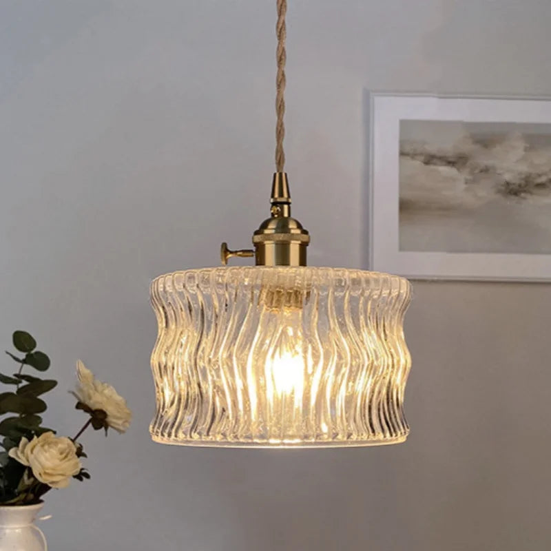 Afralia™ LED Brass Pendant Lamp Modern Clear Glass Dining Light