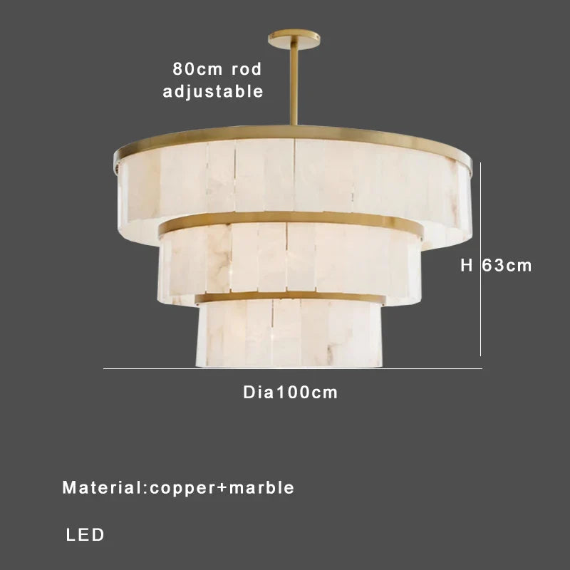 Afralia™ Marble Ceiling Pendant Light Brass Luxury Villa Decor Stone Pendant Lamp