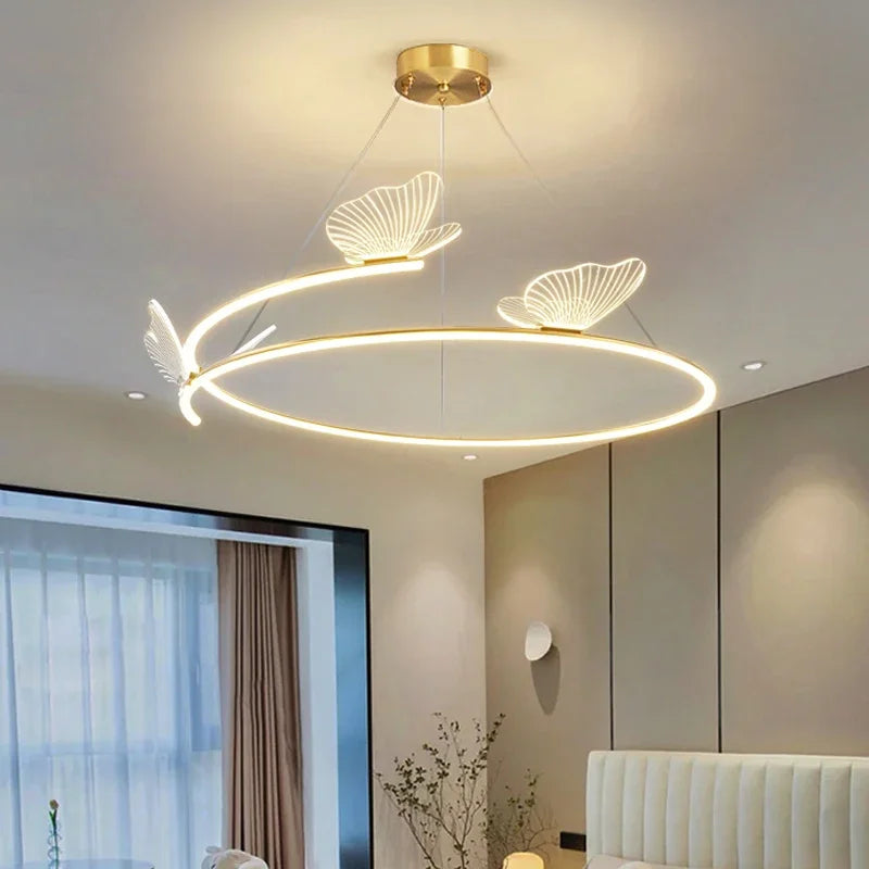 Afralia™ Butterfly Design Sense Ceiling Chandelier: Modern Minimalist Nordic Pendant Lamp for Home Decor