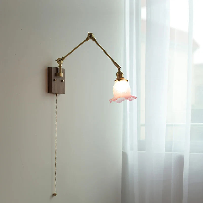 Afralia™ Pink Glass Wall Sconce with Rotatable Arms - LED Stair Light Fixtures