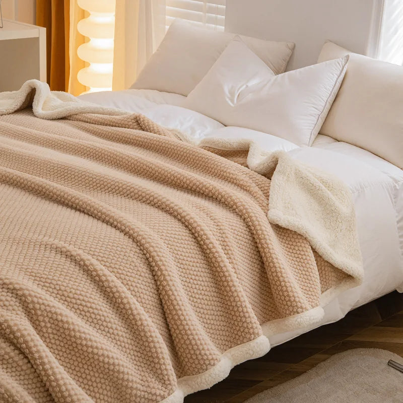 Afralia™ Rose Fleece Warm Blanket for Autumn Winter Beds - Thicken Imitation Lamb's Wool Blanket