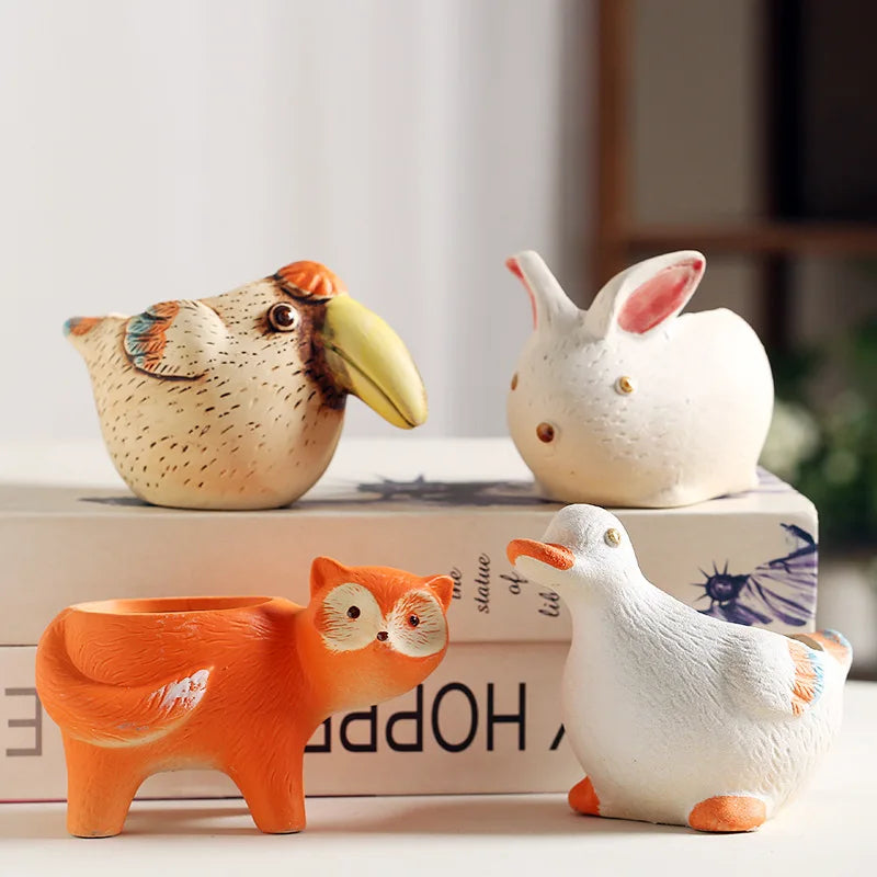 Afralia™ Animal Vase Succulent Pot for Garden, Cute Rabbit & Duck Design