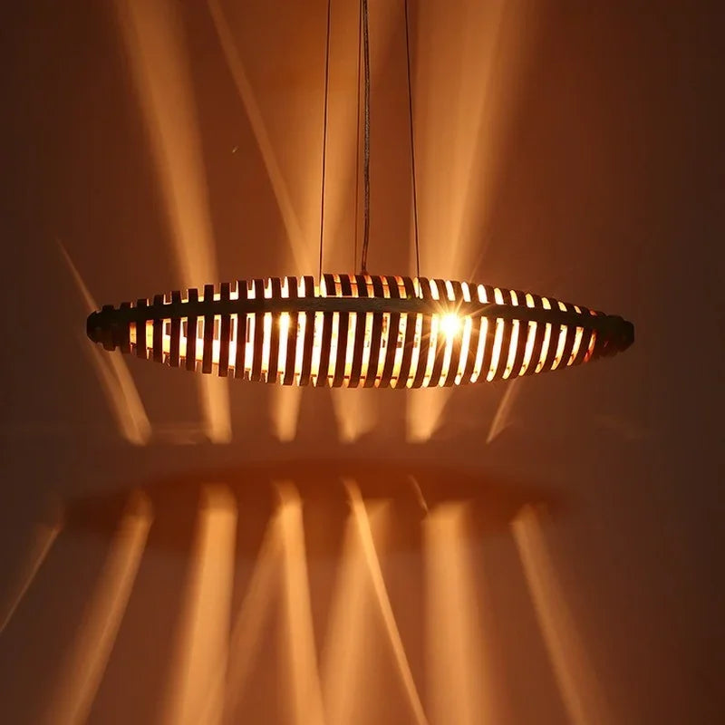 Afralia™ Solid Wood Ceiling Chandelier - Elegant Indoor Lighting for Living & Dining Room