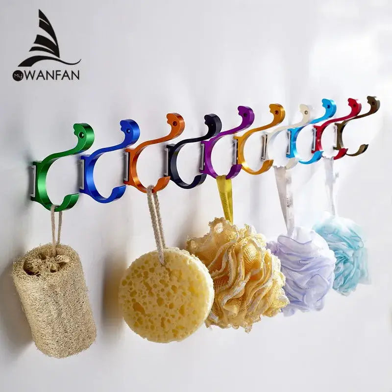 Afralia™ Candy Color Aluminum Finish Wall Mounted Decorative Hooks
