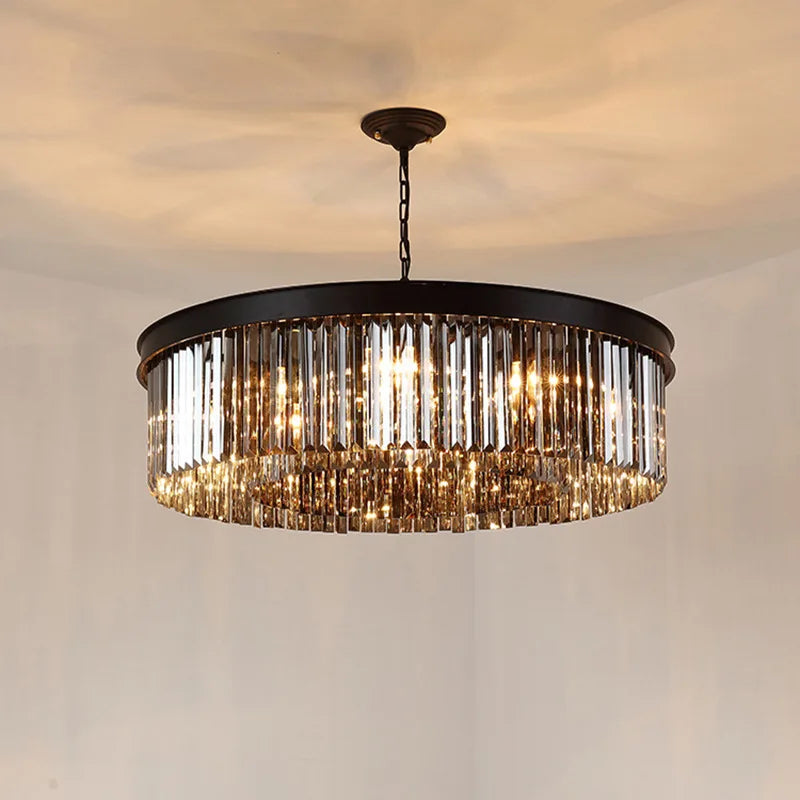 Afralia™ LED Crystal Chandeliers: Modern Luxury Gold Black Pendant Light for Home Decoration