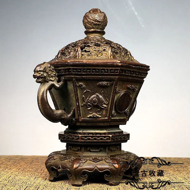 Afralia™ Bronze Sacred Beasts Incense Burner Set