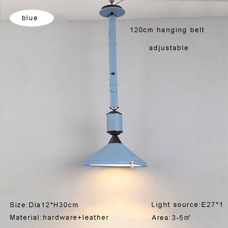 Afralia™ Modern Brown Blue Leather Pendant Light Chandelier for Home Decoration