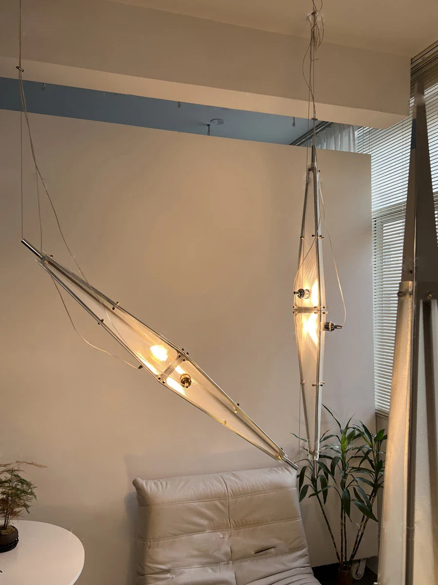 Afralia™ Glass Long Ceiling Chandelier: Modern Minimalist Designer Lamps for Living Room