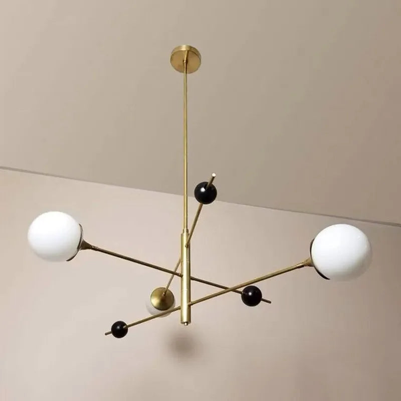 Afralia™ Orbital LED Sputnik Chandelier, 3-Tier Glass Globe, Rotatable Metal Pipe