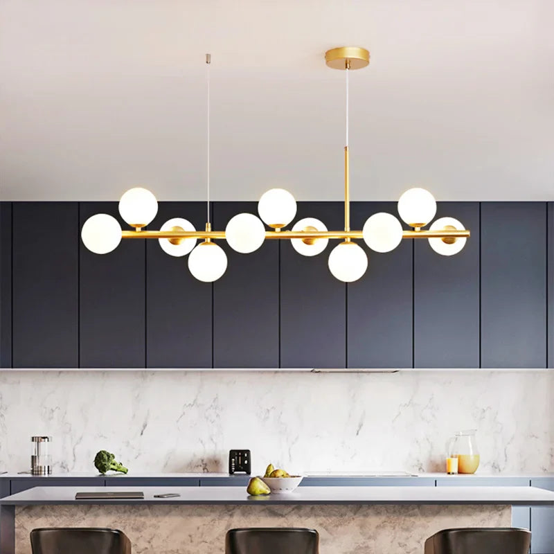 Afralia™ Golden Glass Ball Chandelier: Modern Nordic LED Pendant Lighting for Home Décor