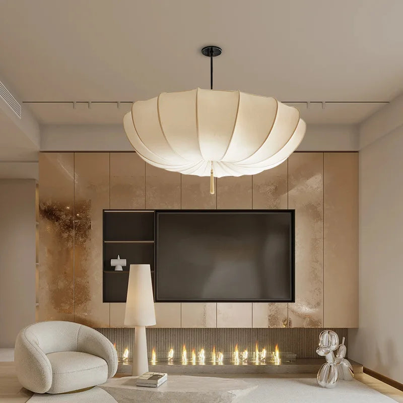 Afralia™ Nordic Cloth Chandelier Ceiling LED Lustres Pendentes for Bedroom Living Dining Room