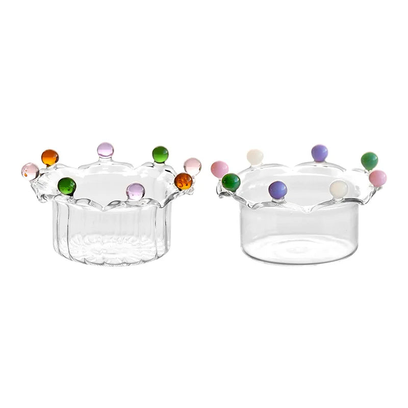 Afralia™ Clear Glass Fruit Bowl Plate Snack Dish Cake Dessert Cup Large Capacity
