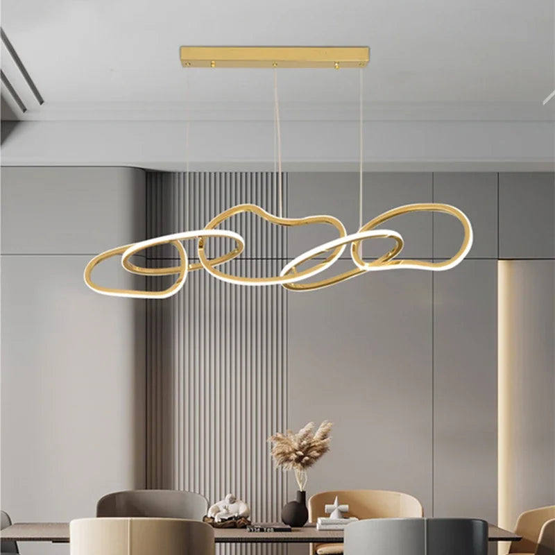 Afralia™ Gold LED Ring Ceiling Chandelier: Modern Luxury for Bar, Hotel, Bedroom & Restaurant