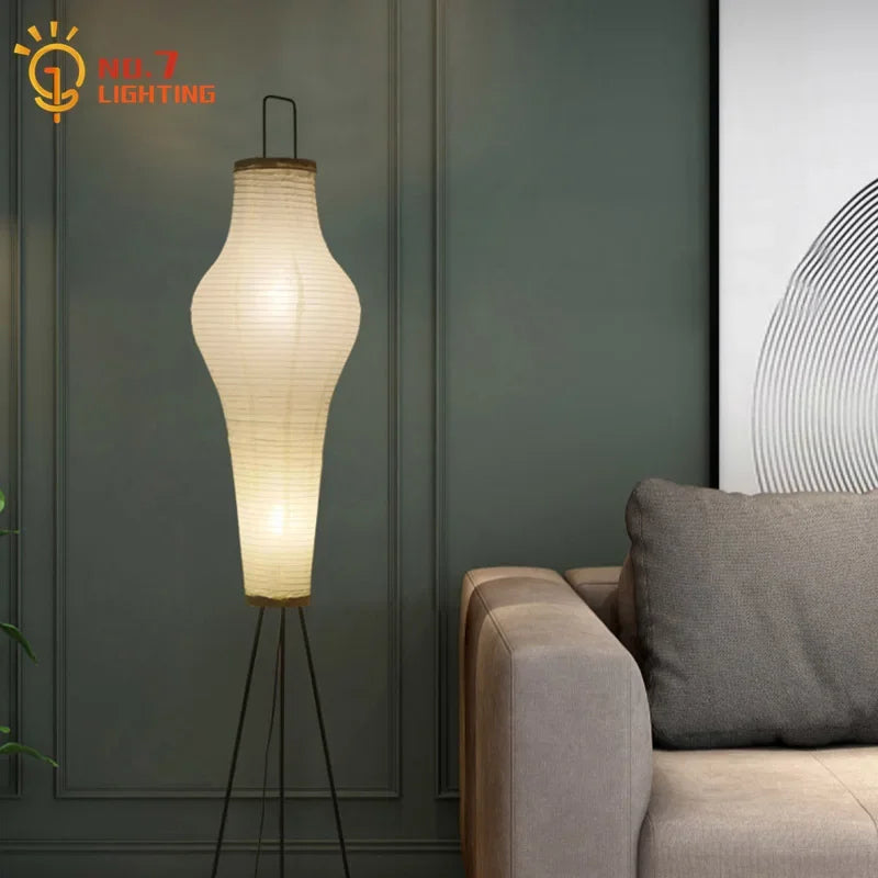 Afralia Wabi-sabi Tripod Floor Lamp - Noguchi Inspired Art Decor for Living Room