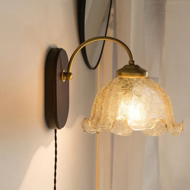 Afralia™ Glass Copper LED Wall Lights - Nordic Modern Bedroom Bathroom Living Room Lamp