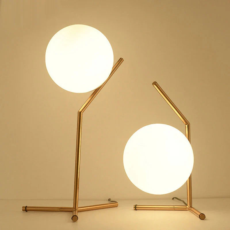 Afralia™ Modern Glass Ball Table Lamp, E27 Loft Light for Bedroom, Living Room, Gold Black