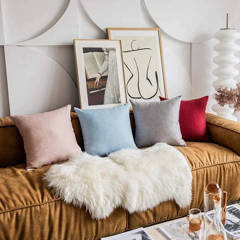 Afralia™ Solid Color Linen Pillowcase 30x50cm Home Decor Farmhouse Cushion Cover