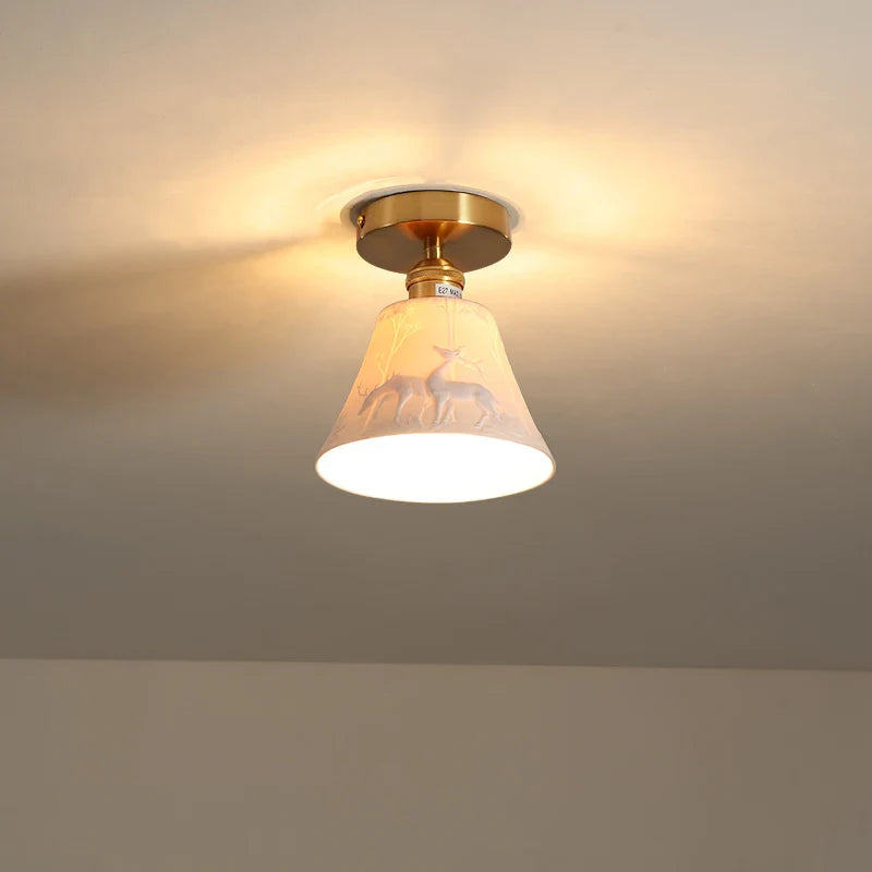 Afralia™ Ceramic LED Ceiling Light Modern White Porch Balcony Luminaria