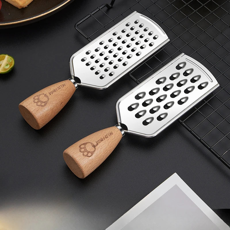 Afralia™ 3-in-1 Multifunctional Grater & Slicer for Kitchen - Wooden Handle