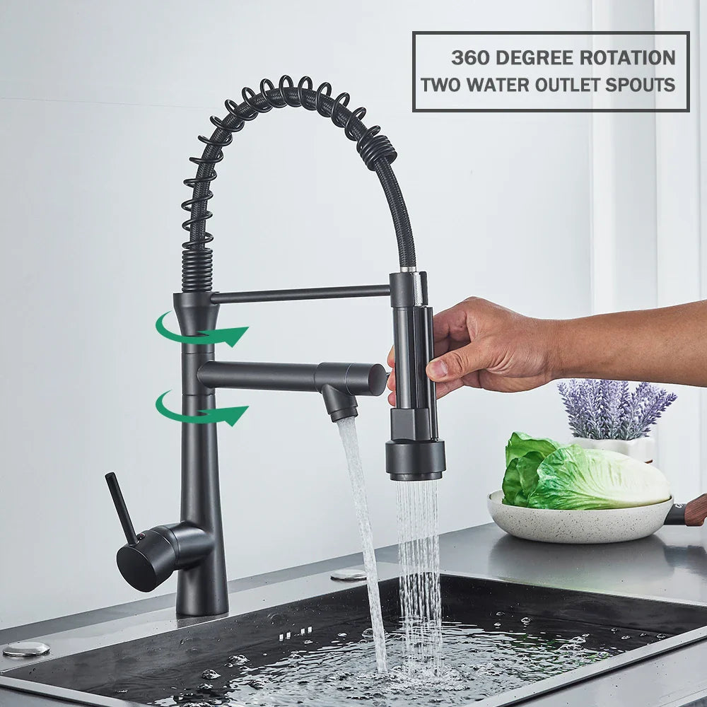 Afralia™ Spring Pull Down Kitchen Faucet with Swivel Spout Mixer Tap