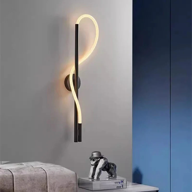 Afralia™ Tube Woven Wall Lamp for Living Room Bedroom LED Atmosphere Light