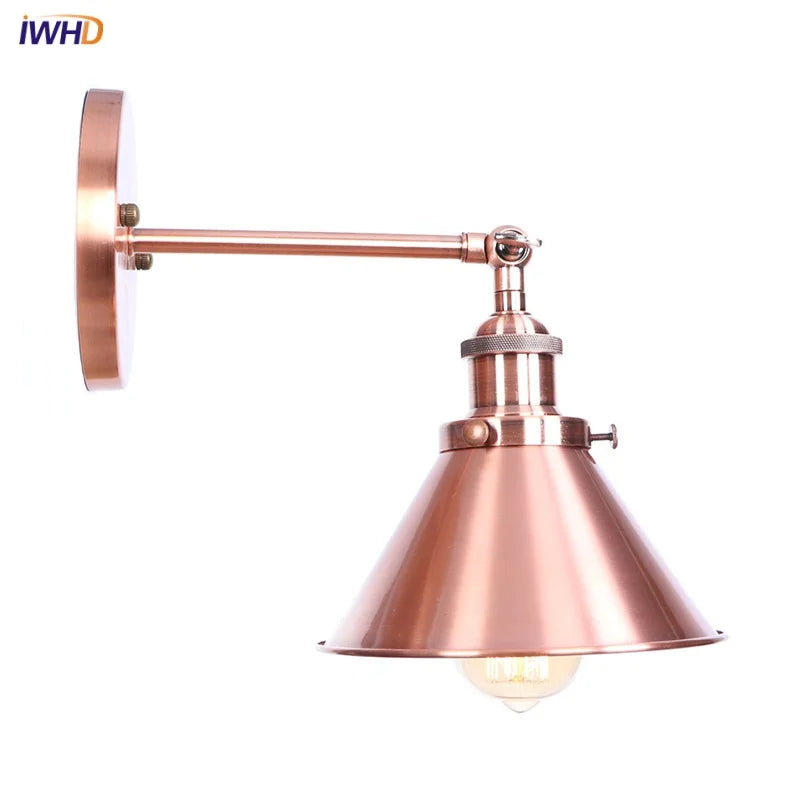 Afralia™ Pink Retro LED Wall Light Fixture Vintage Industrial Iron Ambience Luminaire