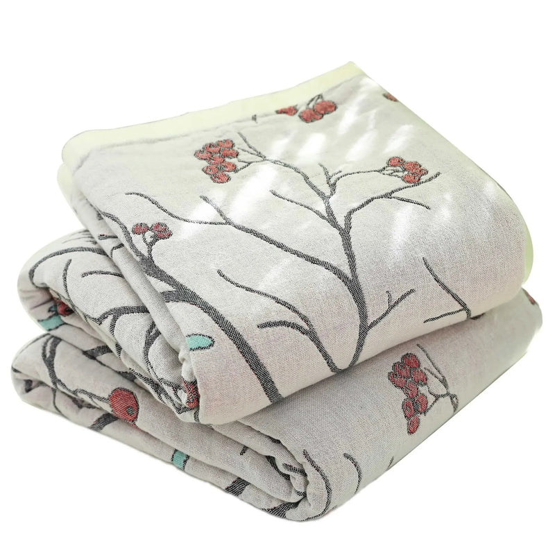 Afralia™ 100% Cotton Gauze Summer Blanket - Soft Floral Throws for Sofa and Bed