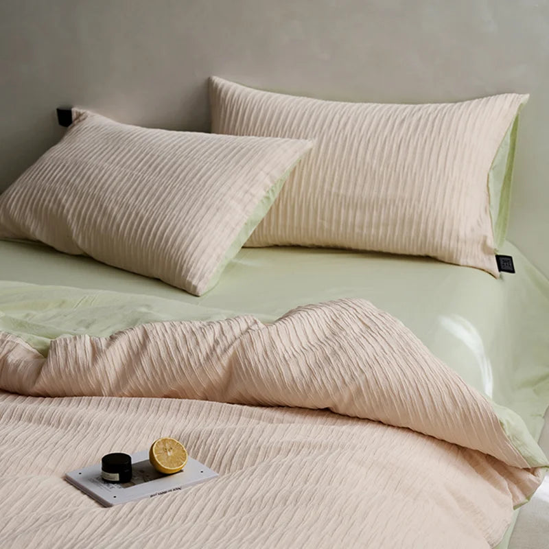 Afralia™ Ripple Jacquard Cotton Bedding Set, Color Blocking Quilt Set Twin King Queen