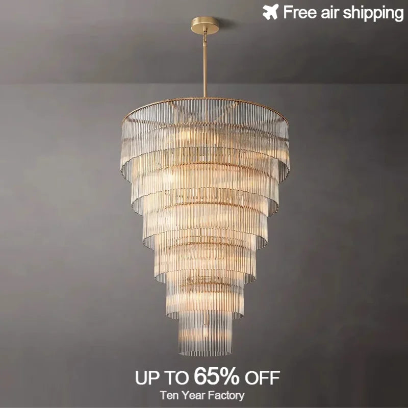 Afralia™ Brass and Glass Art Deco Chandelier - Nordic Style Luxury Ceiling Lamp
