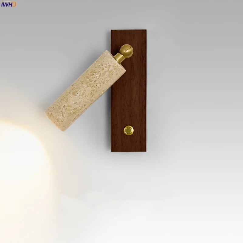 Afralia™ Copper LED Wall Lamp: Modern Nordic Style Mirror Light with Travertine Switch