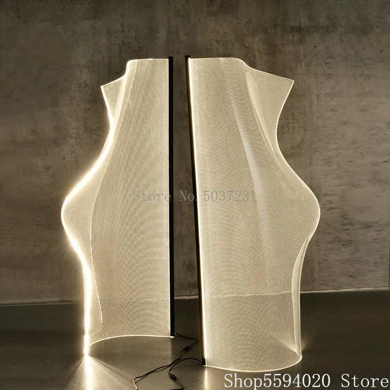 Afralia™ Modern Grid Acrylic Floor Lamp for Living Room Decor Bedroom LED Floor Lamp