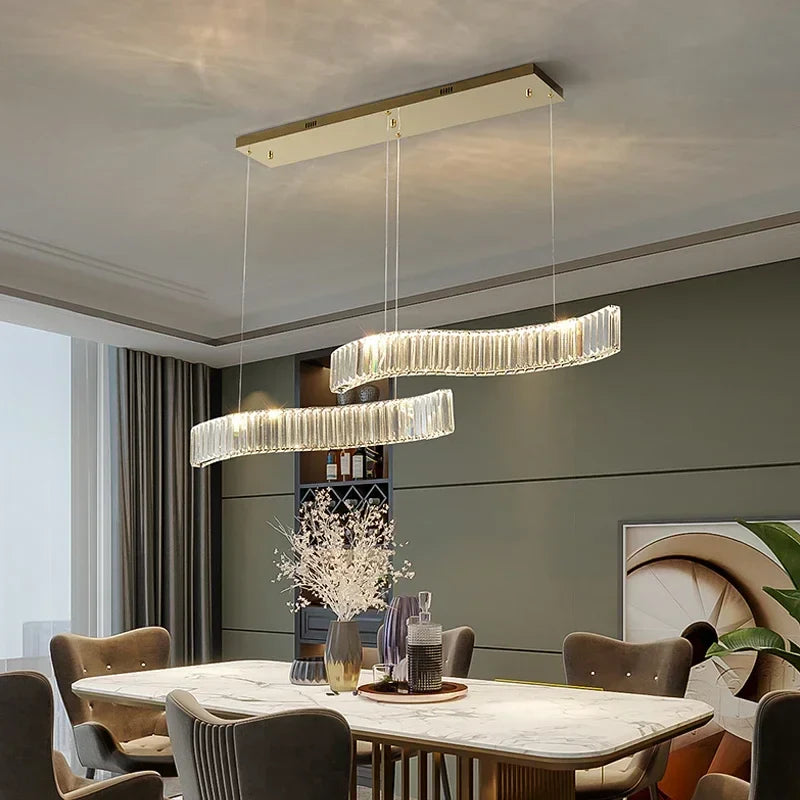 Afralia™ Crystal Pendant LED Chandelier for Luxurious Dining, Kitchen, and Villa Decor
