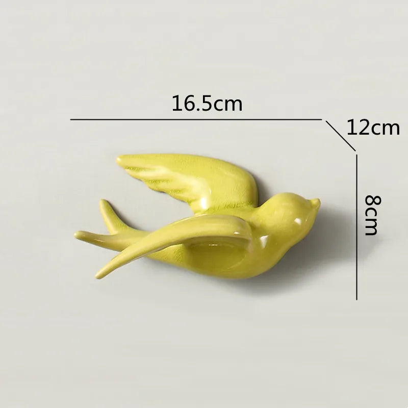 Afralia™ Flying Bird Ceramic Wall Ornament Simulation Room Decoration Indoor Accent