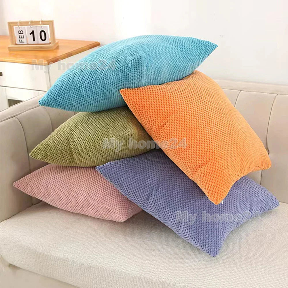 Afralia™ Corduroy Corn Kernel Throw Pillowcase in Solid Color for Home Sofa Decor