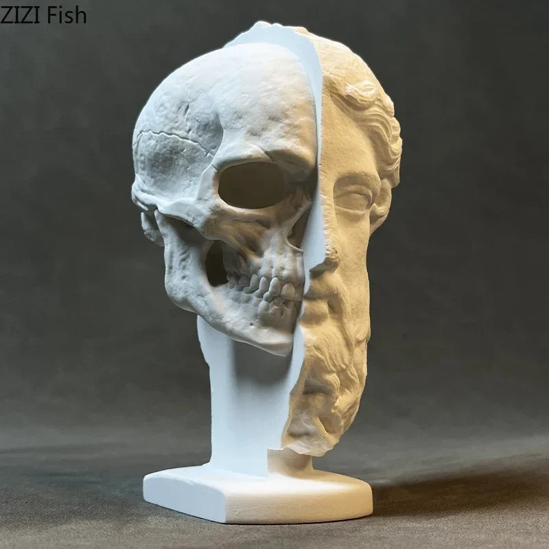 Heaven & Hell Skeleton Head Statue for Desks | Afralia™ Room Decor Ornaments
