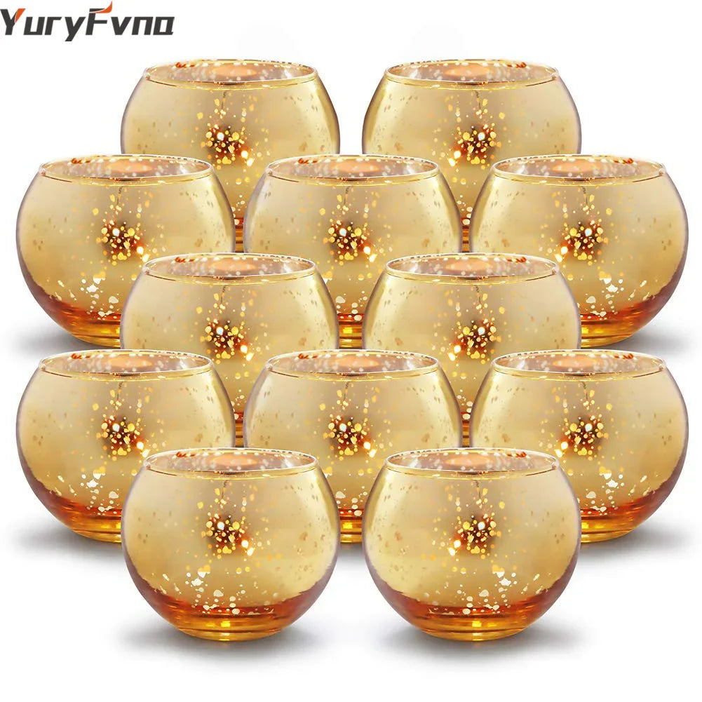 Afralia™ Mercury Glass Candle Holders Votive Tealight Wedding Centerpieces Parties Home Decor