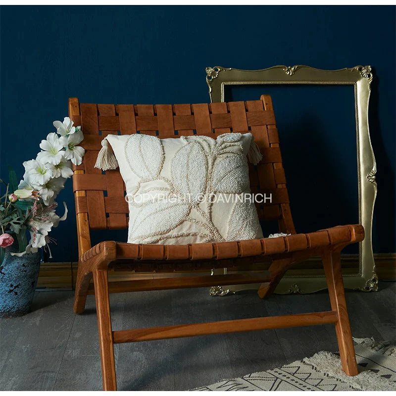 Afralia™ Boho Leaf & Geometry Tufted Cushion Cover with Tassels: Modern, Soft Woven Decor