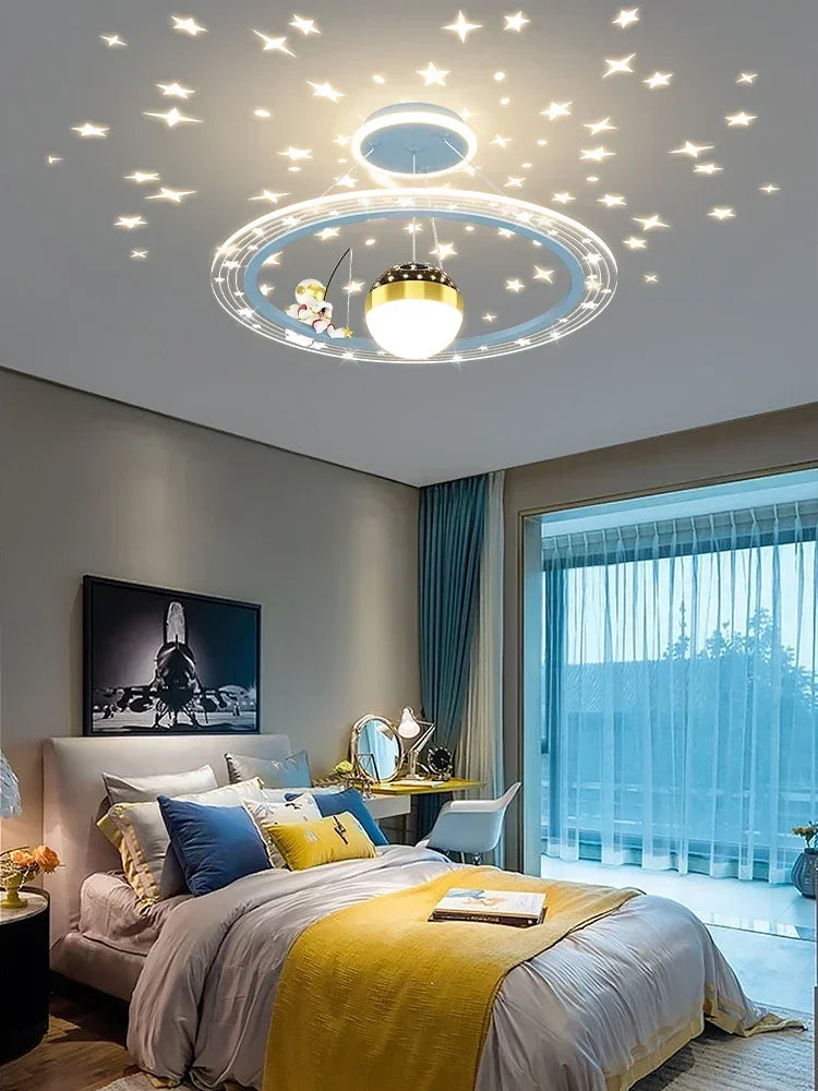Afralia™ LED Chandelier for Boy's Room with Remote Control and Modern Design