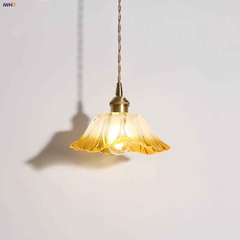 Afralia™ Yellow Glass LED Pendant Lights with Adjustable Hanging Lamp