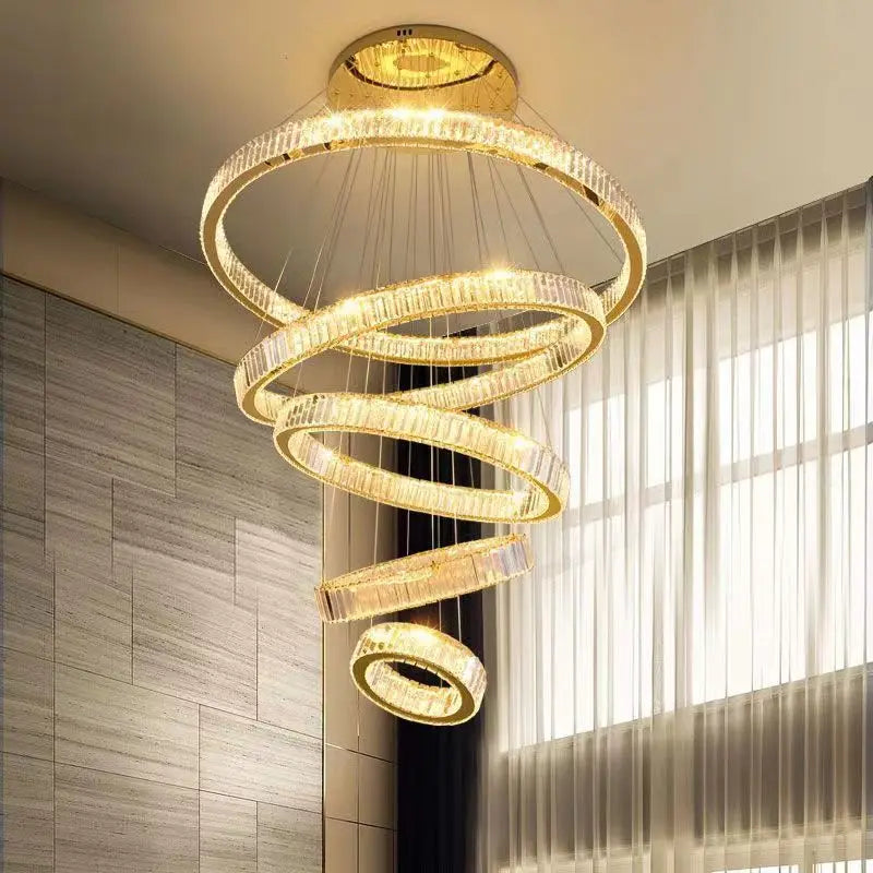 Afralia™ Crystal Chandelier: Modern Luxury Golden Lighting for Villa, Duplex Hall